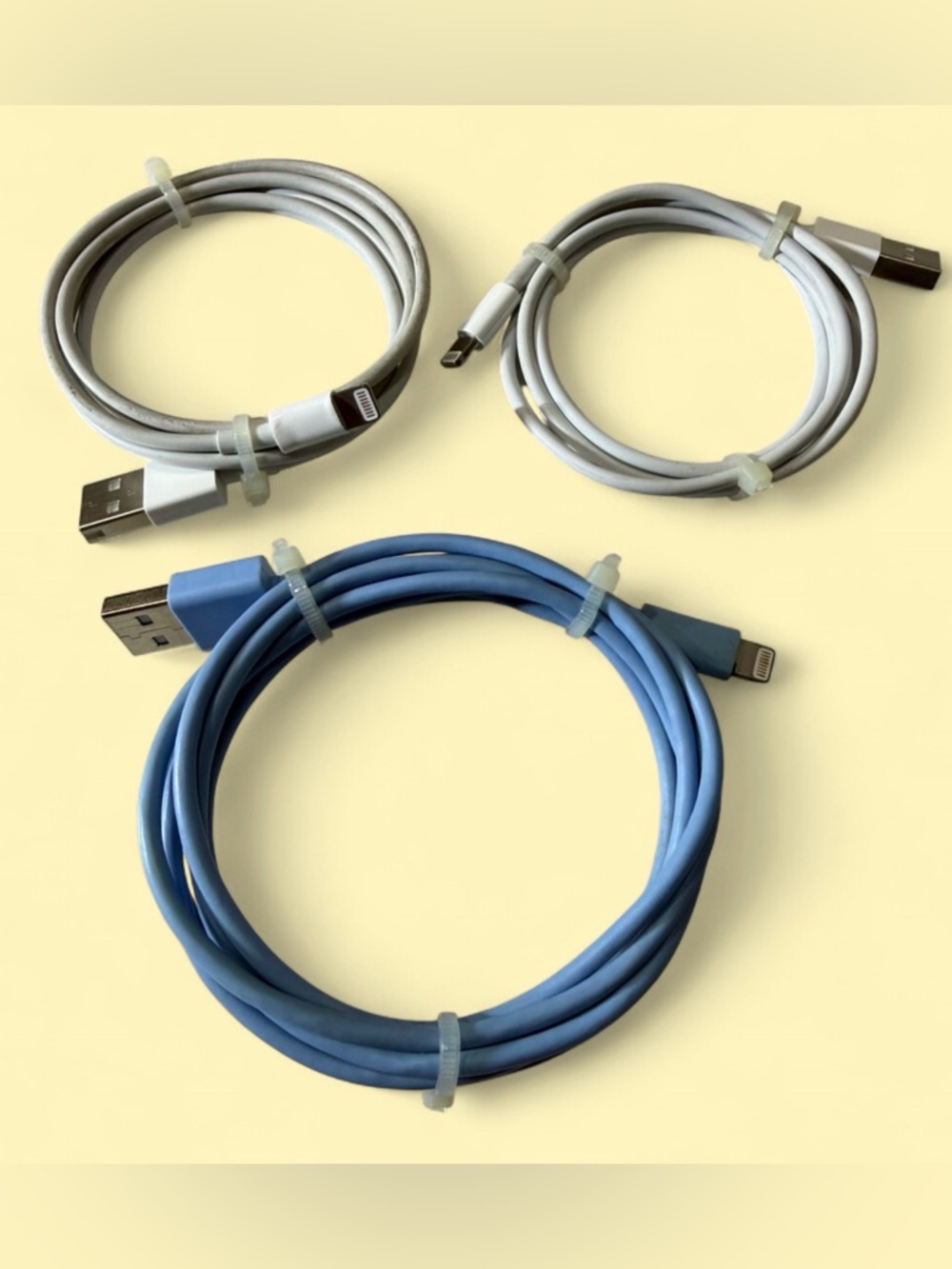 Universal Lightning to USB Charging Cable - Blue is 5ft and Apple ones 4ft.